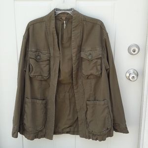 Free People Jacket Military Olive Drab Green XS